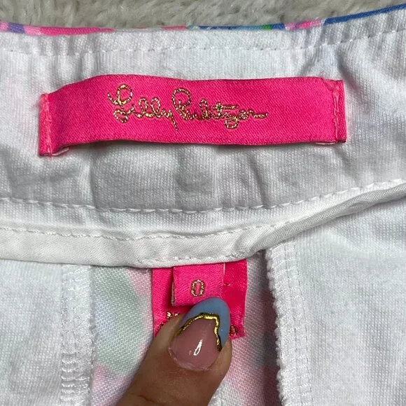 Lilly Pulitzer #012703 Women's Pink Green Floral Reggie Knit Short Size 0 - Picture 5 of 7